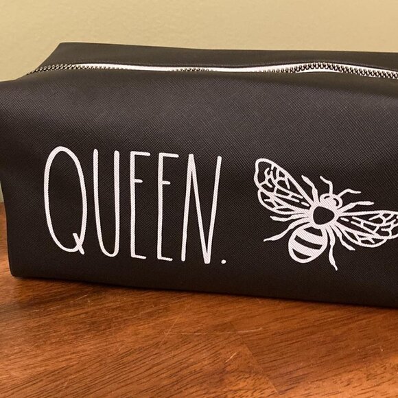 RAE DUNN "QUEEN BEE."Cosmetic Bag and "DON"T WORRY BEE HAPPY" Cotton Rounds Jar - Picture 3 of 6